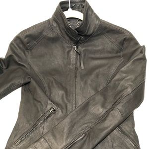 Grey leather Moto jacket